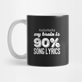 My brain is 90% song lyrics Mug